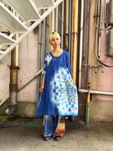 タイダイ染め Tie-dye ロングワンピース ブルービューティ 美しい大