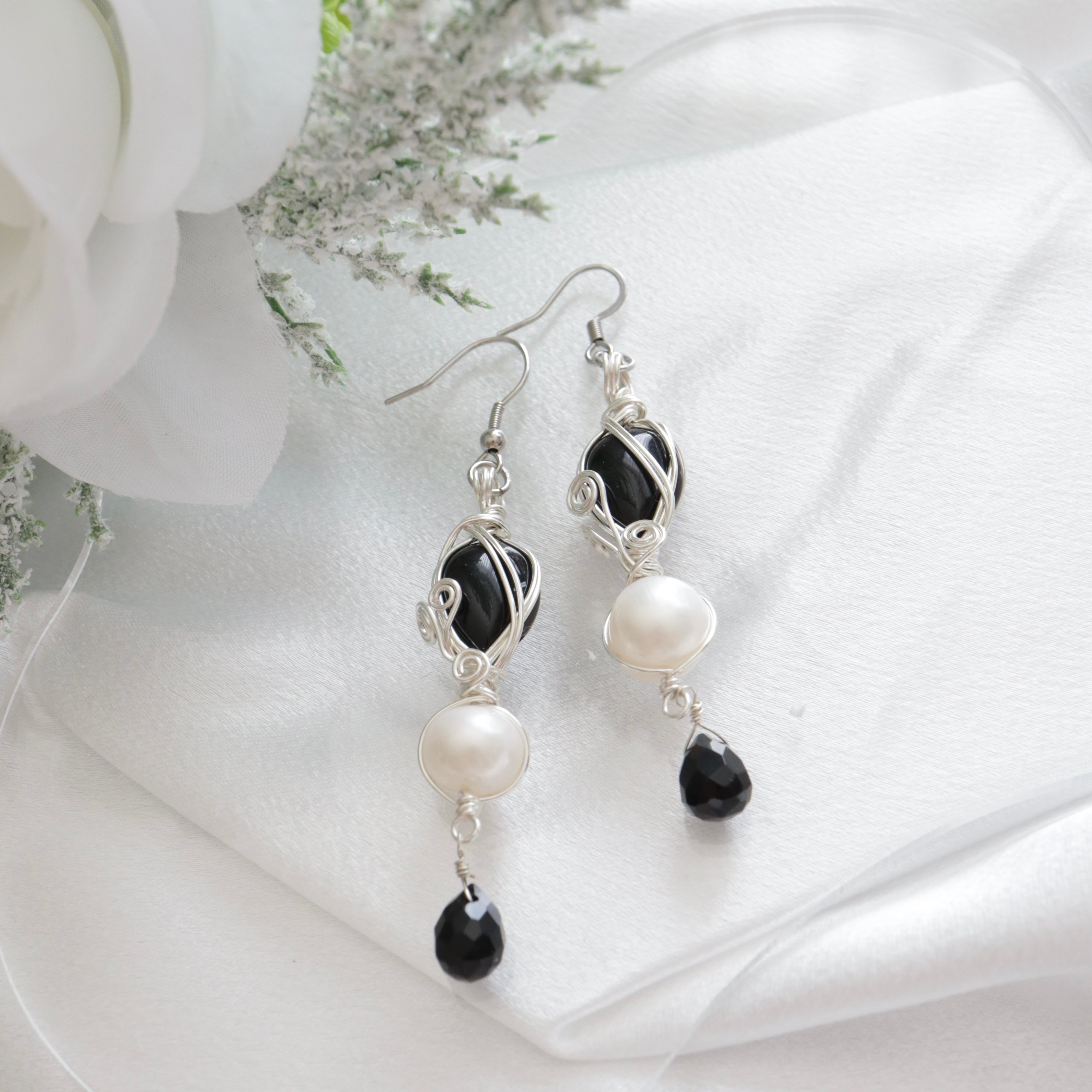 モリオン 苦手な人から守ってくれる ワイヤーラッピング ピアス