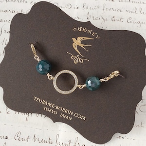 天然石と石付チャームのショール留めパーツ:ラウンド(小)◎ブラッドストーン/G【つばめボビンのクリップシリーズ】