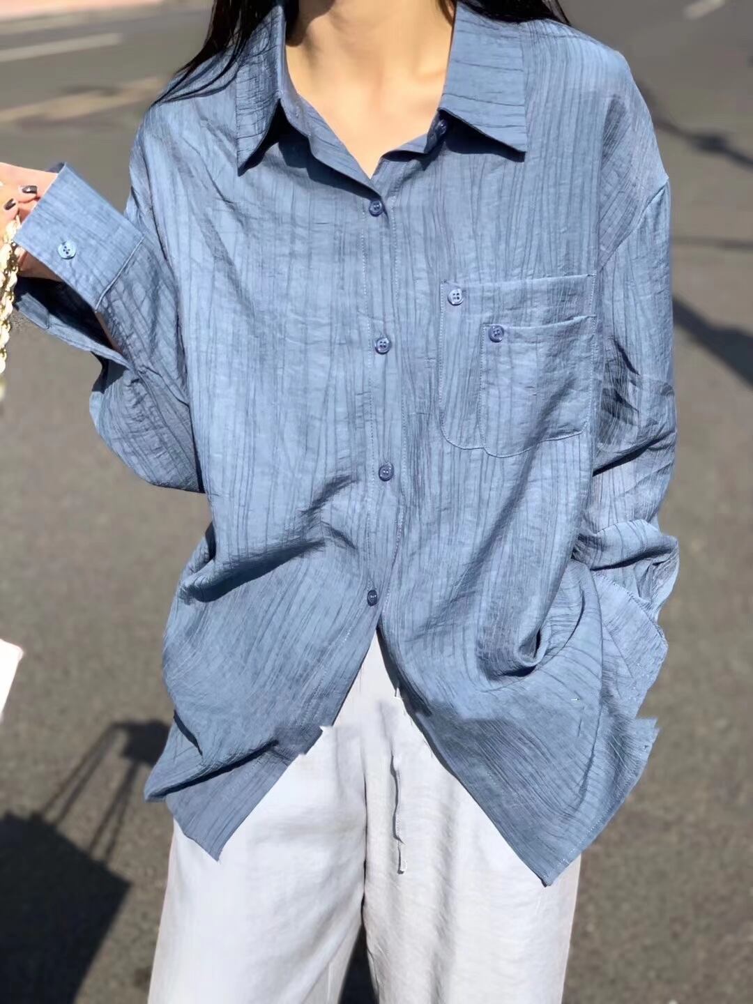 シワ加工　オーバーサイズシャツ　AJ2206-606