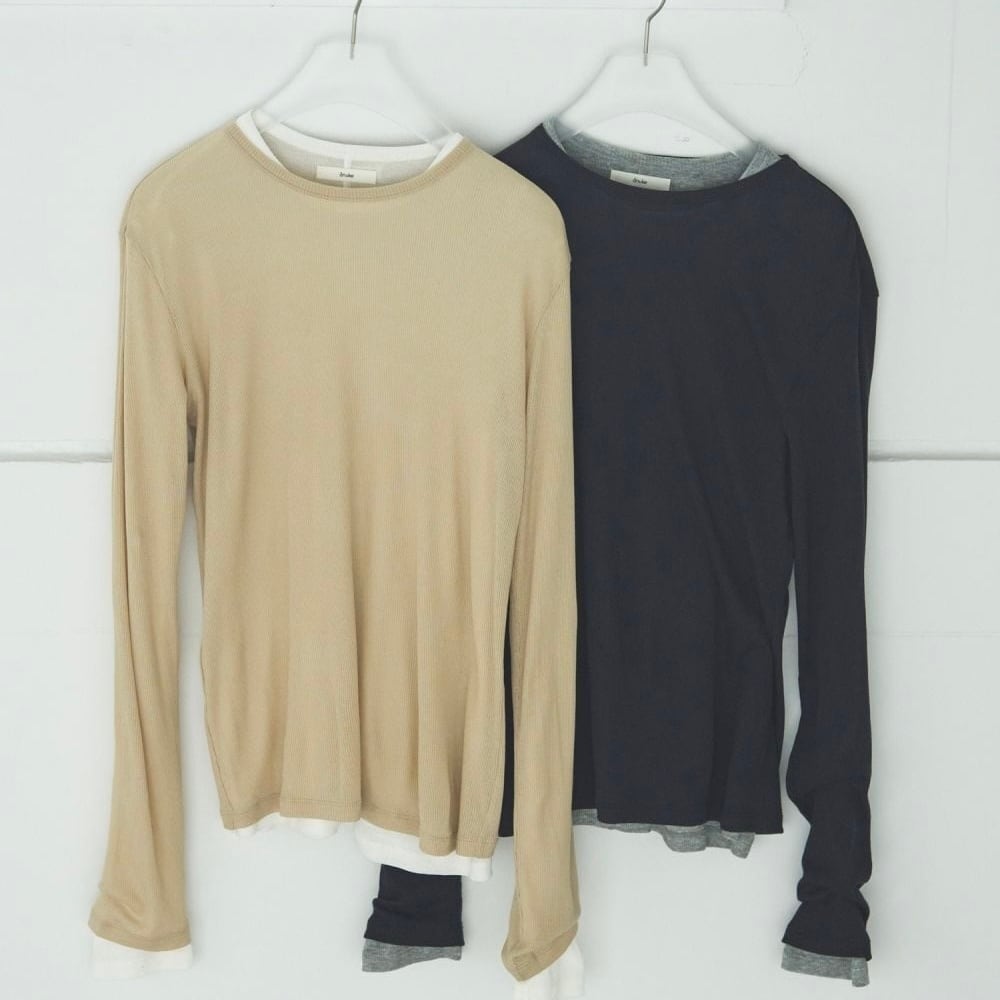 【 anuke 】Layered Sheer Long T-shirts