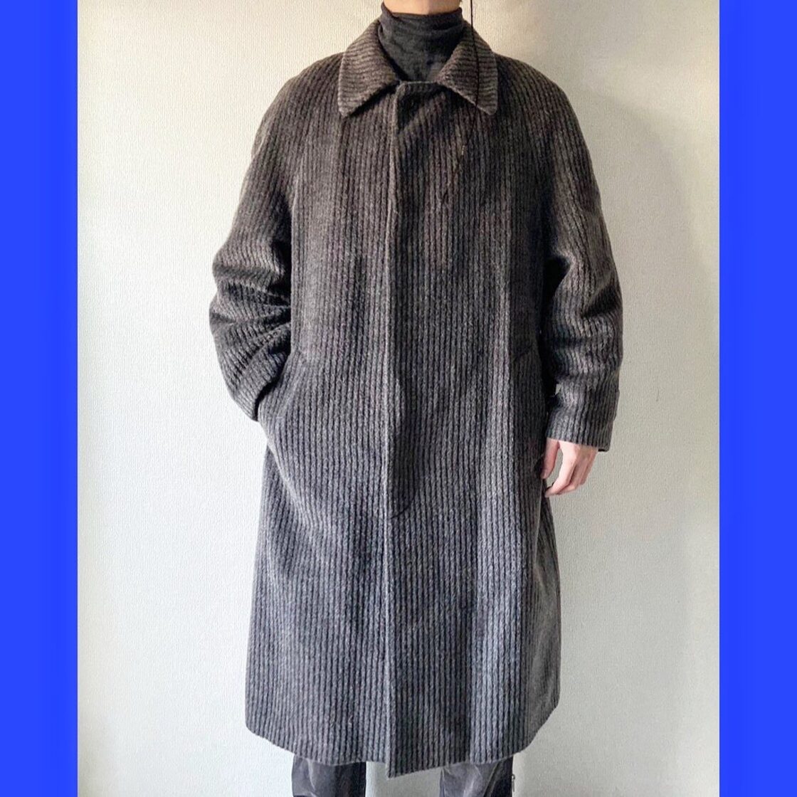 80s 〜 90s italy made GIANFRANCO FERRE charcoal gray mohair wool 