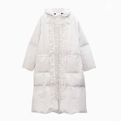 【2color】心躍る冬を演出する:モード感溢れるフリルたっぷりハイエンドダウンコート i0510