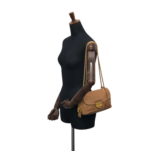 PRADA プラダ ショルダーバッグ ブラウン フロントロック レザー チェーン vintage ヴィンテージ オールド gkm4zp