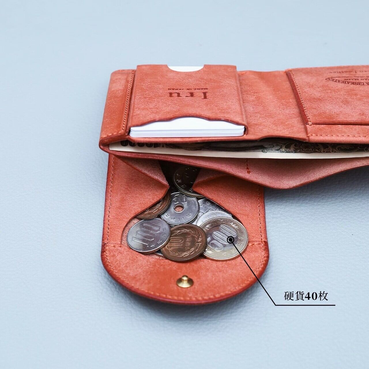 Iru×IKENOHATA GINKAWATEN】PUEBLO LEATHER GARSON WALLET AKANEIRO