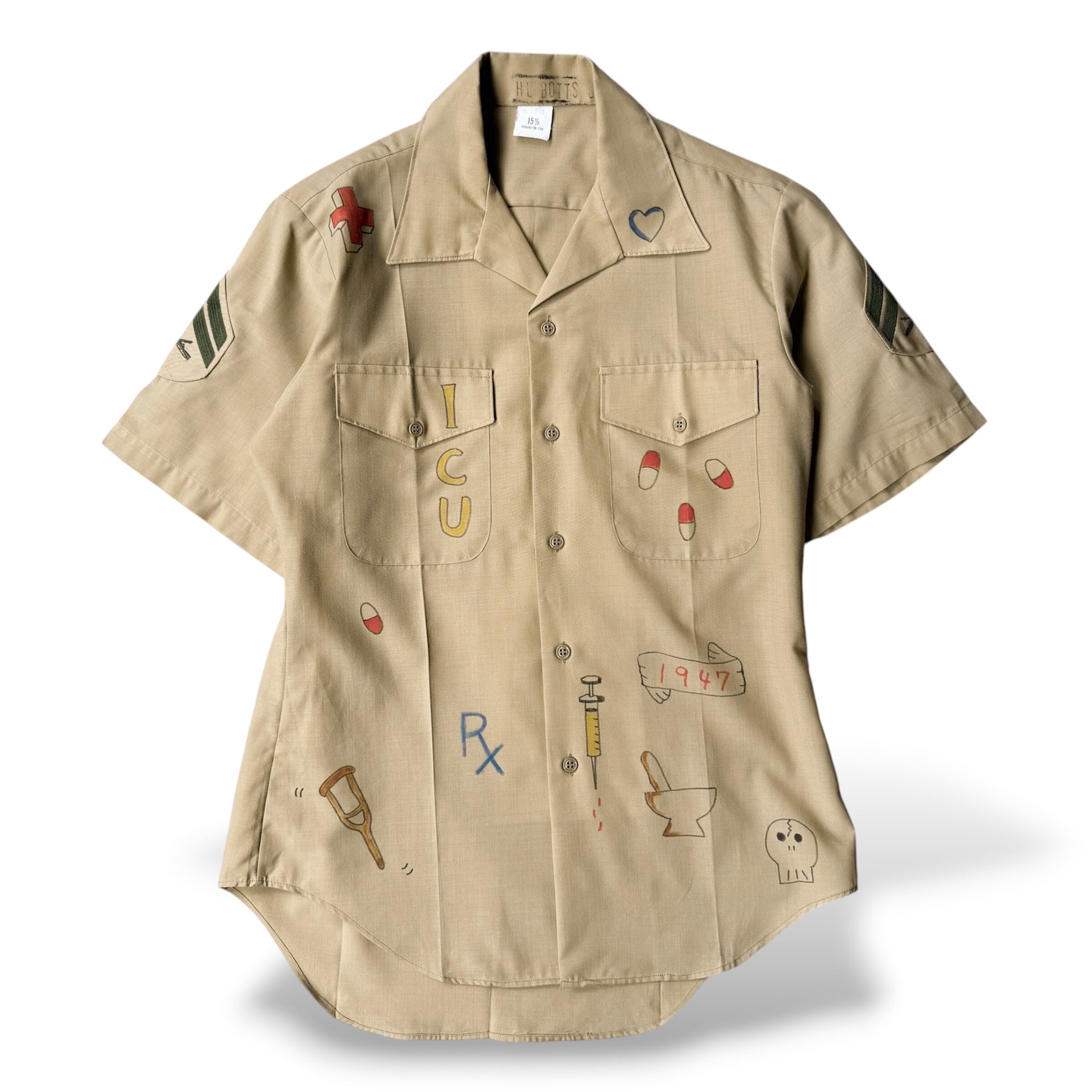 ヴィンテージスペシャル30S40S50Sミリタリーハンドペイント 1980's VINTAGE ART HAND PAINT MILITARY S/S SHIRT / 80年代