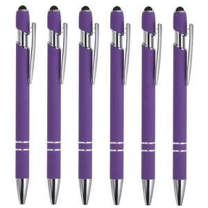 【新着特価】PATIKIL 筆記具 スタイラスペン ボールペン スタイラスチップ 2 in 1 ブラックインク 1.0mmミディアムポイント タッチスクリーン用 スタイル1 パープル 6本入り