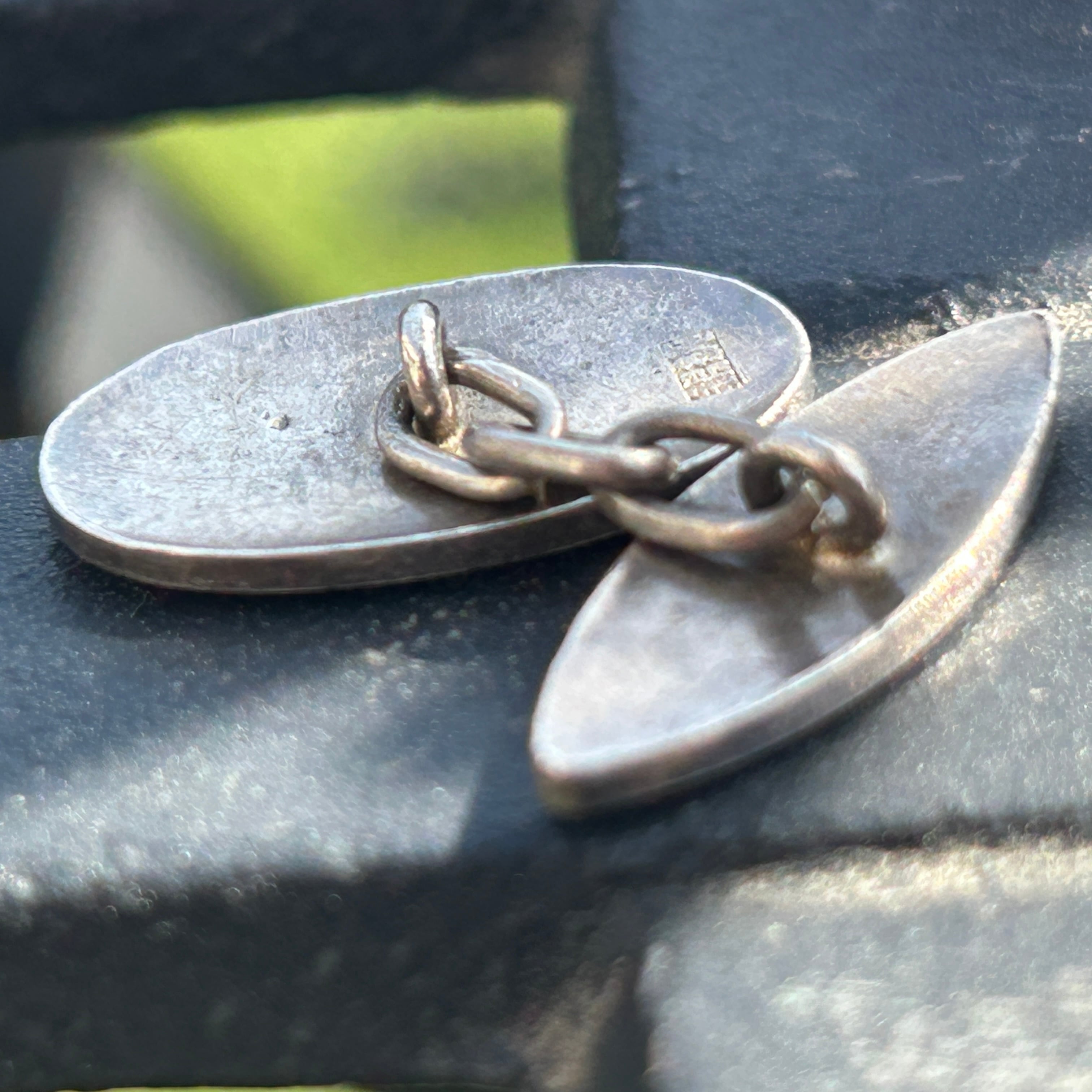 ヴィンテージ　輸出用七宝カフスボタン　スカイブルーに紅葉