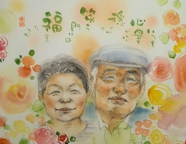 A スケッチ似顔絵　2人描写