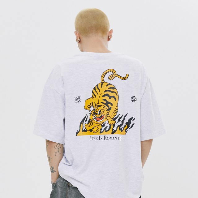 BLAZE REEL TIGER TEE SHIRT_LIGHT GREY