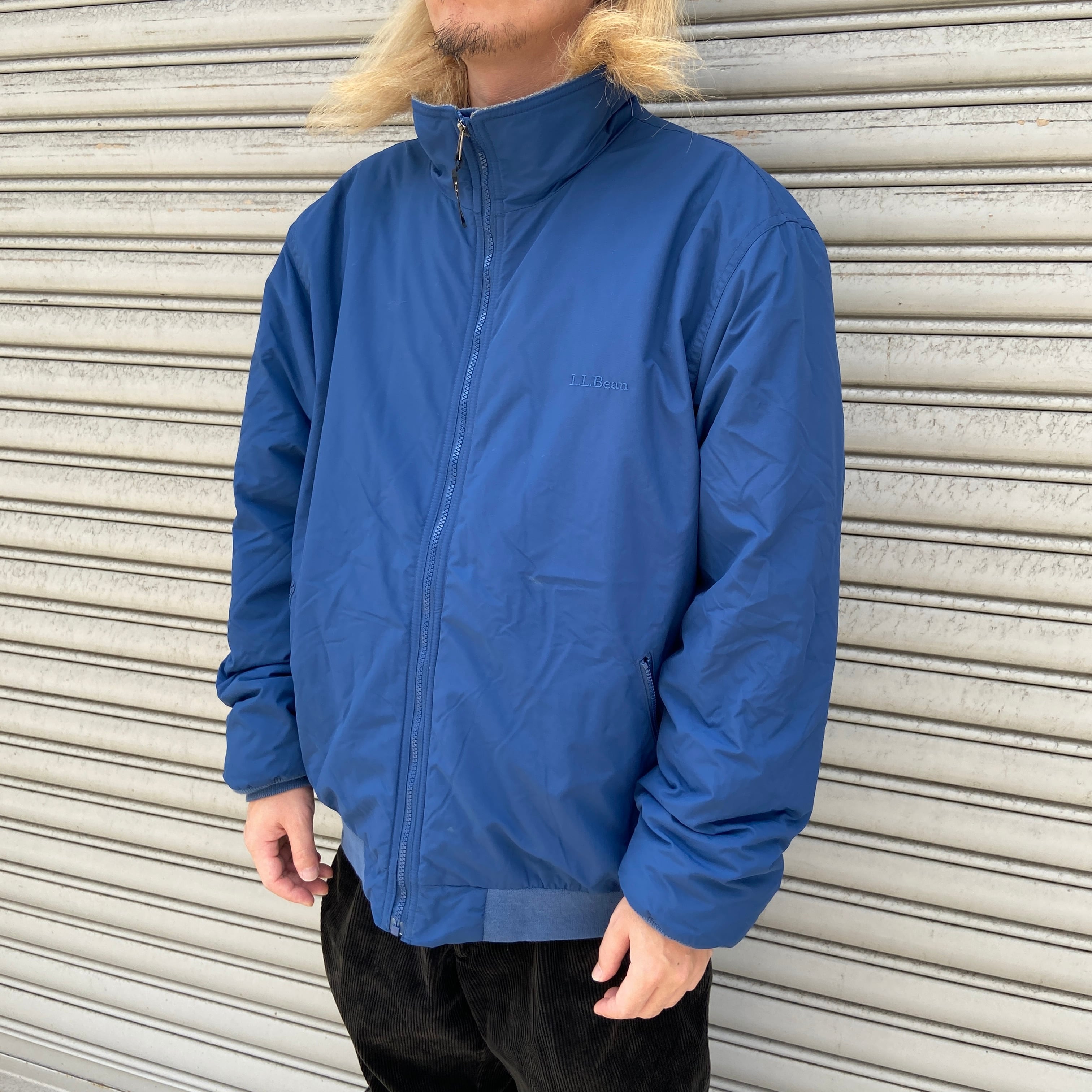 90s L.L.Bean ウォームアップジャケット ナイロンジャケット 紺 XL 