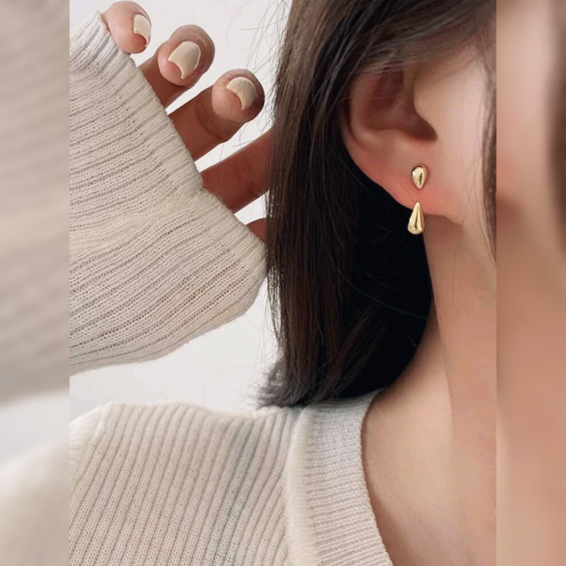 ゴールド ピアス チェーン タッセル ロング シンプル オフィス 