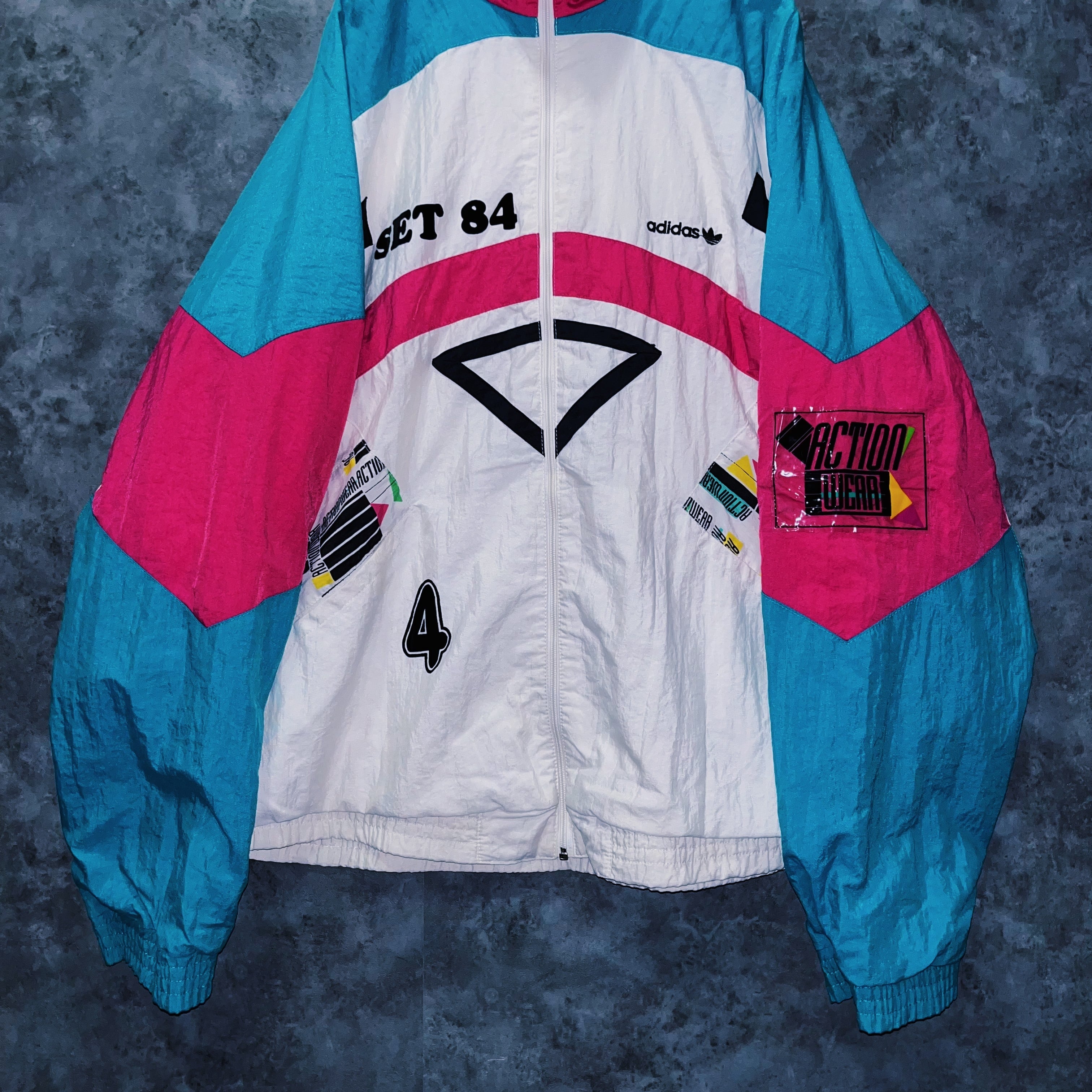 doppio】80's vintage “adidas” switching color design Nylon track