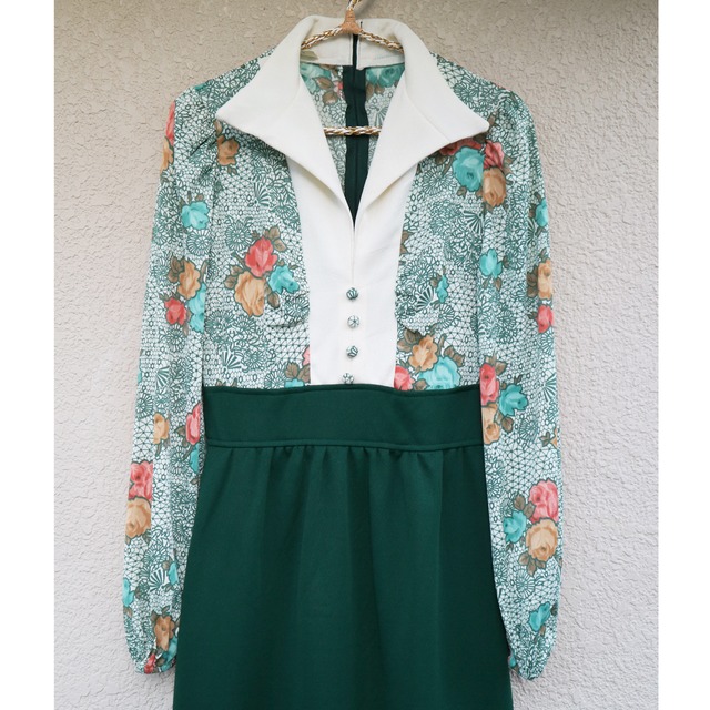 Green flower onepiece【Made in USA】