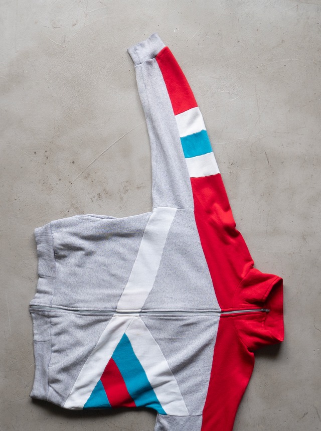 "MAIN EVENT" 1990s Color block zip top