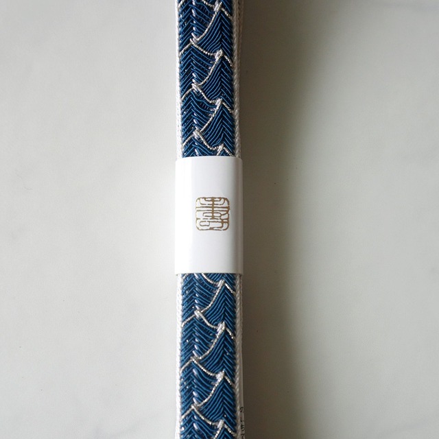 【帯締め】青藍×白　レース桧垣組　夏用帯締め　No.250314㉖
