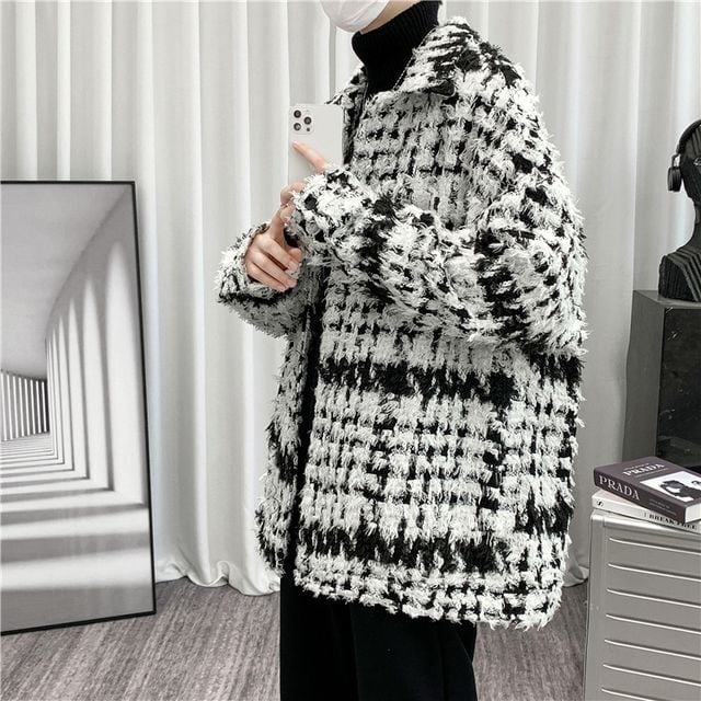 予約販売】ジャケット チェック柄 ショート丈 アウター メンズ