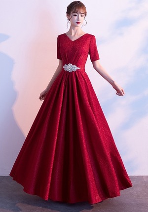 ★送料無料★9号（M)☆ラメ混パーティ－ロングドレス(OPN2457)