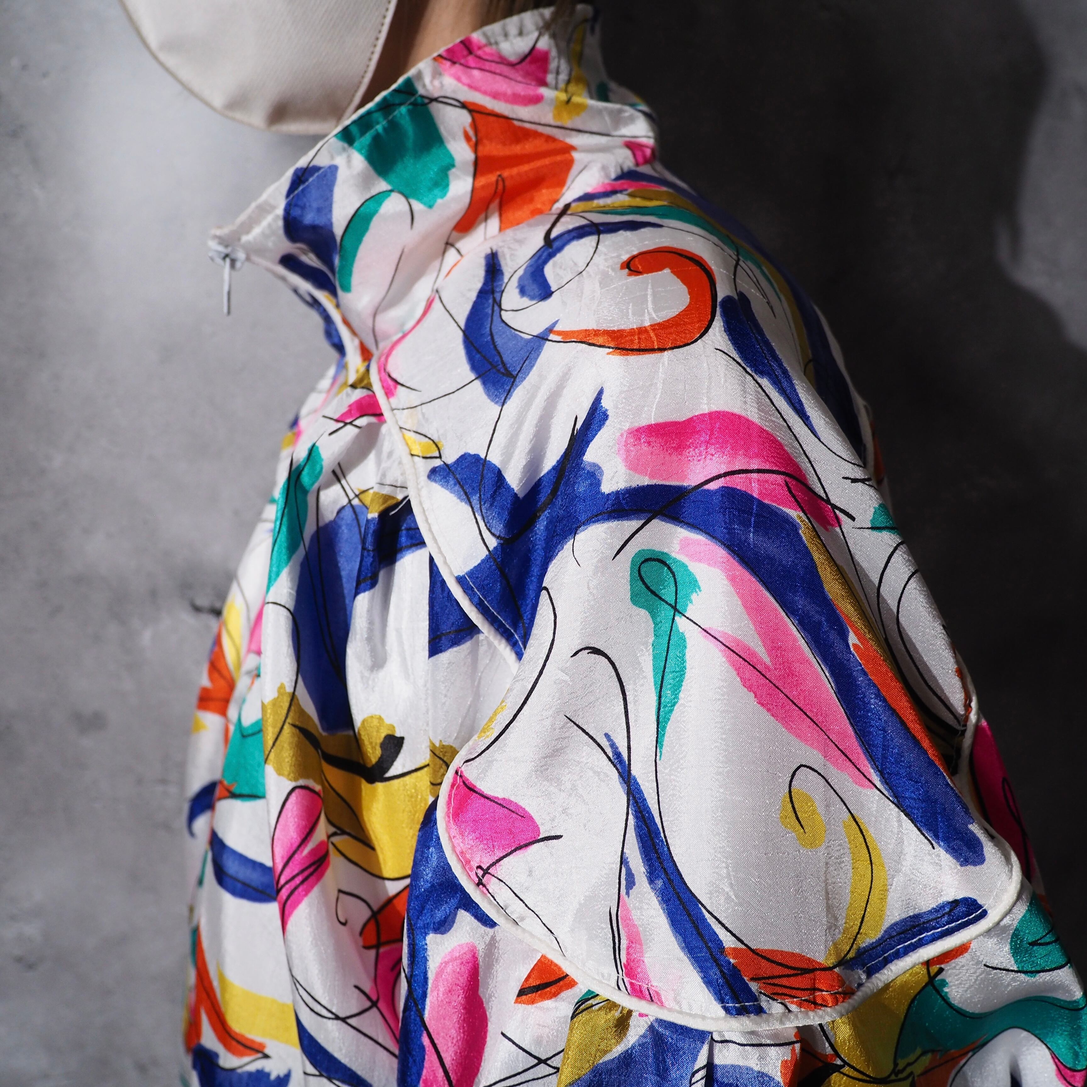 1990s Rainbow contemporary art line pattern design vintage l blouson