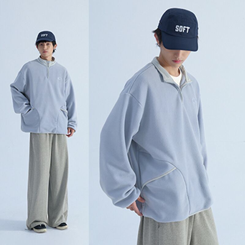 Mentmate2色展開ハーフジップフリースプルオーバー