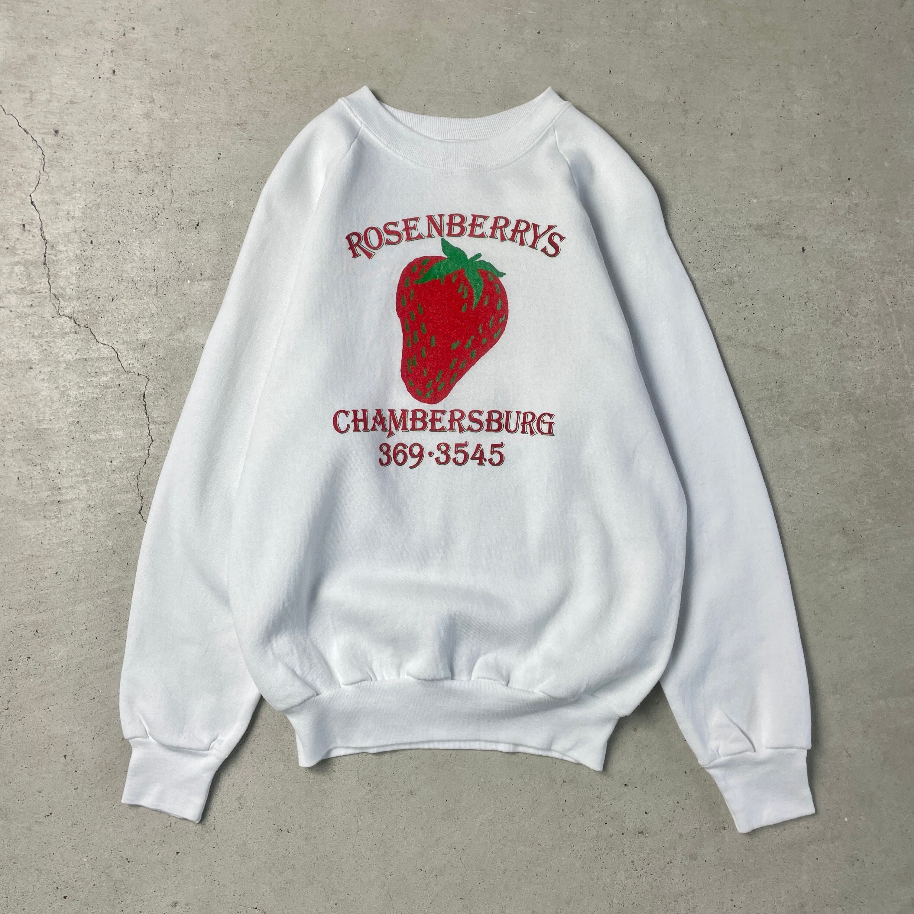 80年代 USA製 ROSENBERRYS イチゴ プリント スウェットシャツ メンズM