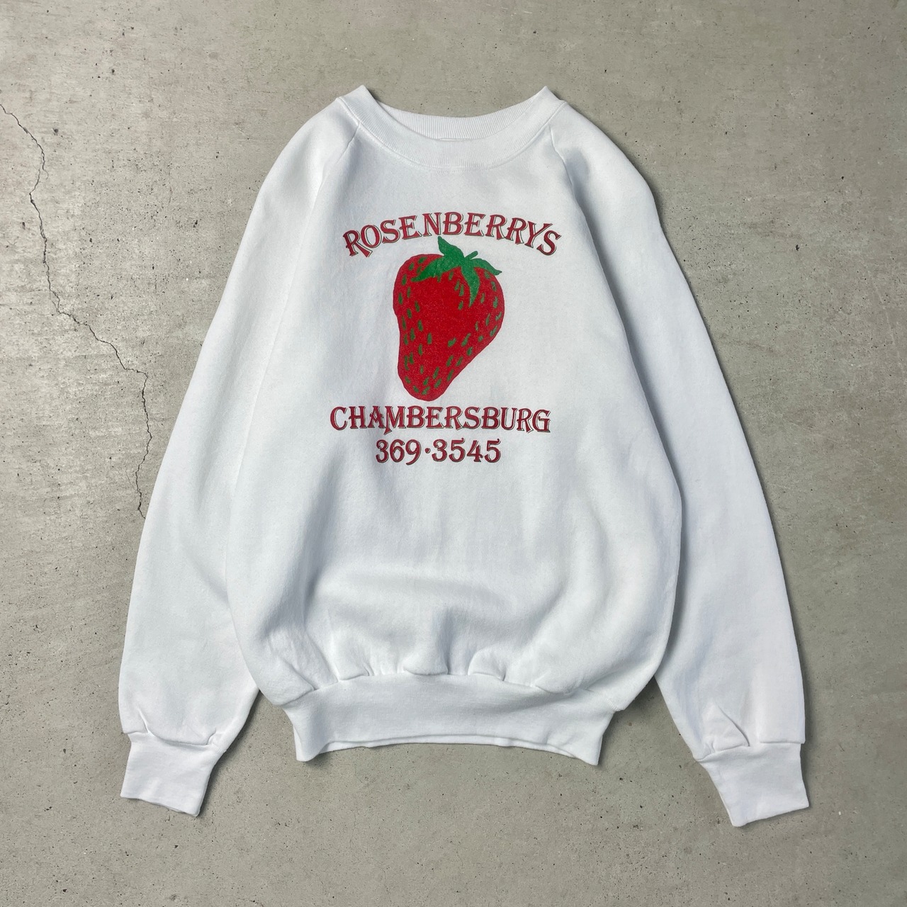 80年代 USA製 ROSENBERRYS イチゴ プリント スウェットシャツ メンズM 