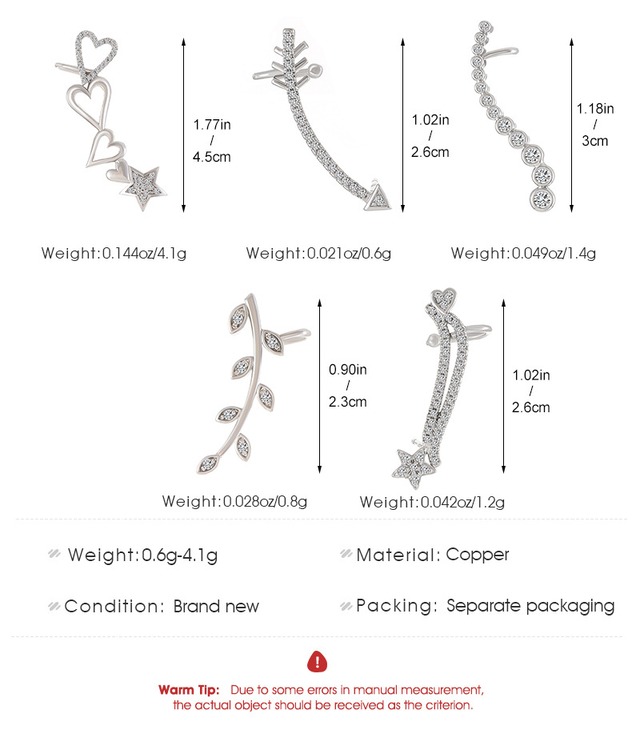 ジンウェン ジルコン耳クリップセット