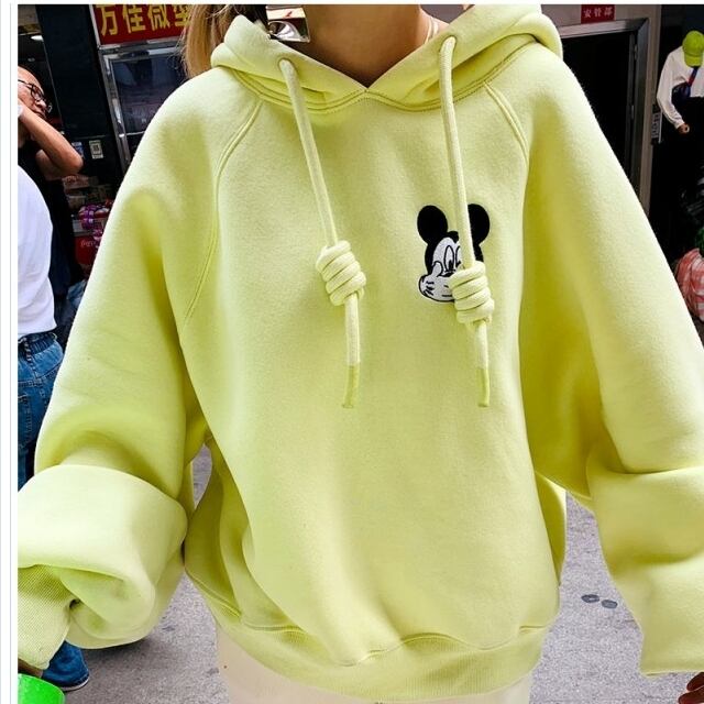 Disney ミッキー フード付きスウェット スリットレイヤード パーカー 