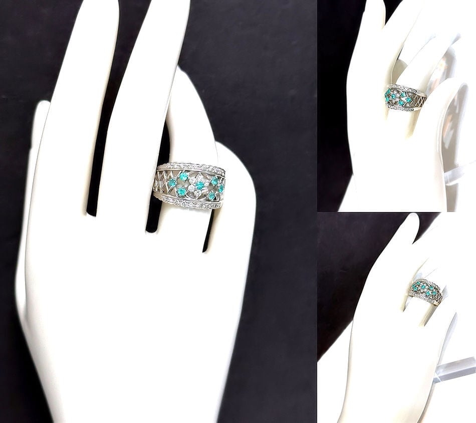 TASAKI タサキ パライバトルマリン パヴェ ダイヤモンド リング 33P