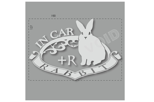 ぷらすらびっと　ＲＡＢＢＩＴ　ＩＮ　ＣＡＲ　たち耳リボン　白　カーステッカー