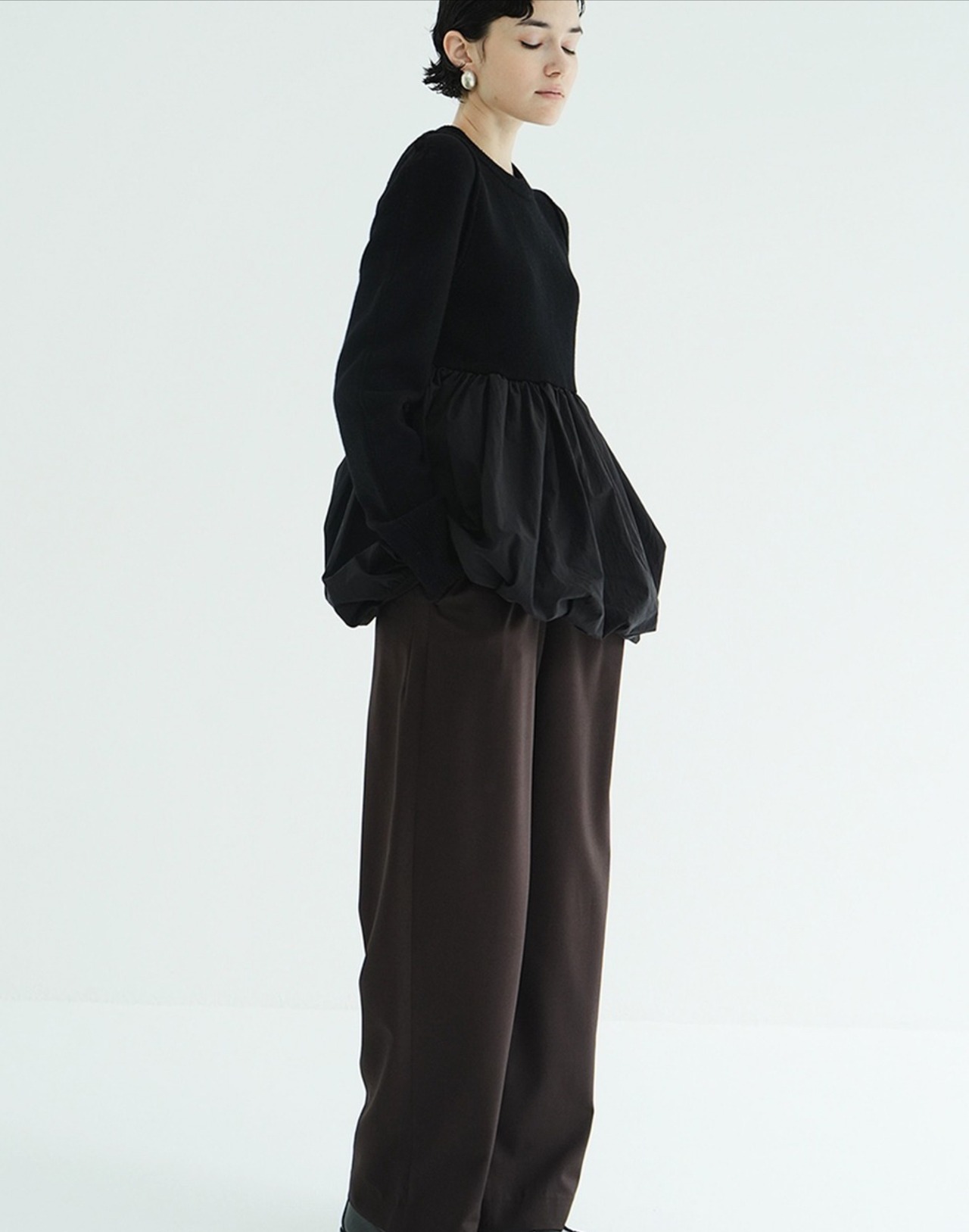 CLANE DOCKING POWERSHOULDER KNIT TOPS 2色展開