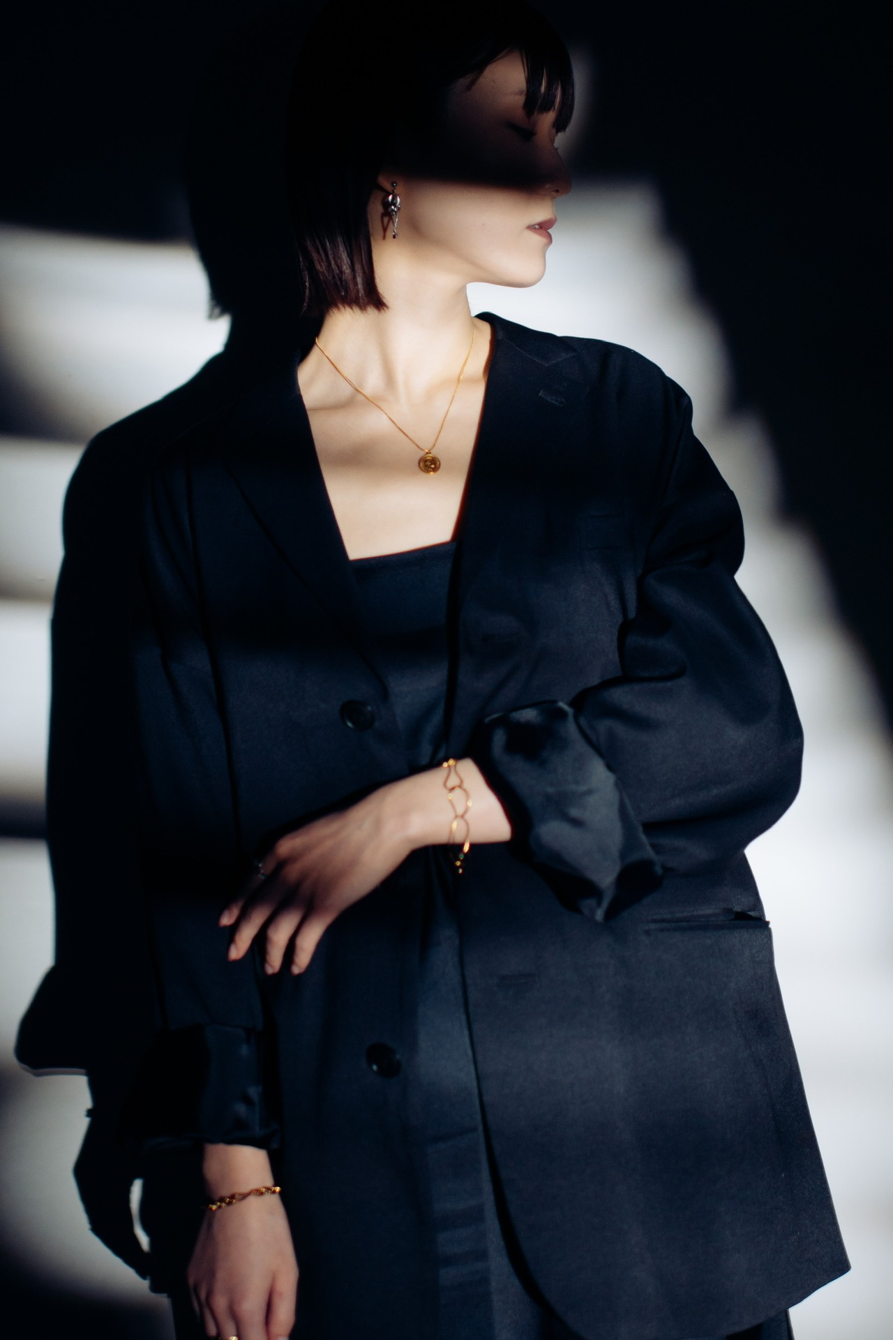 【人気No.1】重ね付けネックレス 2本セット｜coin × wave（gold）