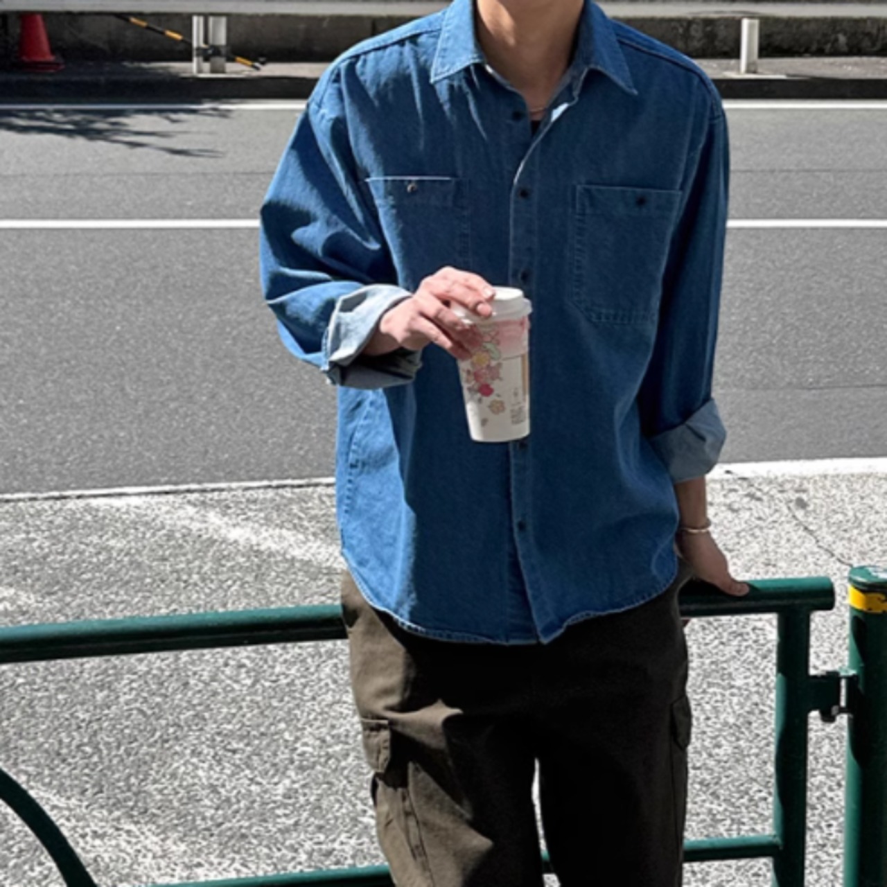 レトロウォッシュデニムシャツ　0835