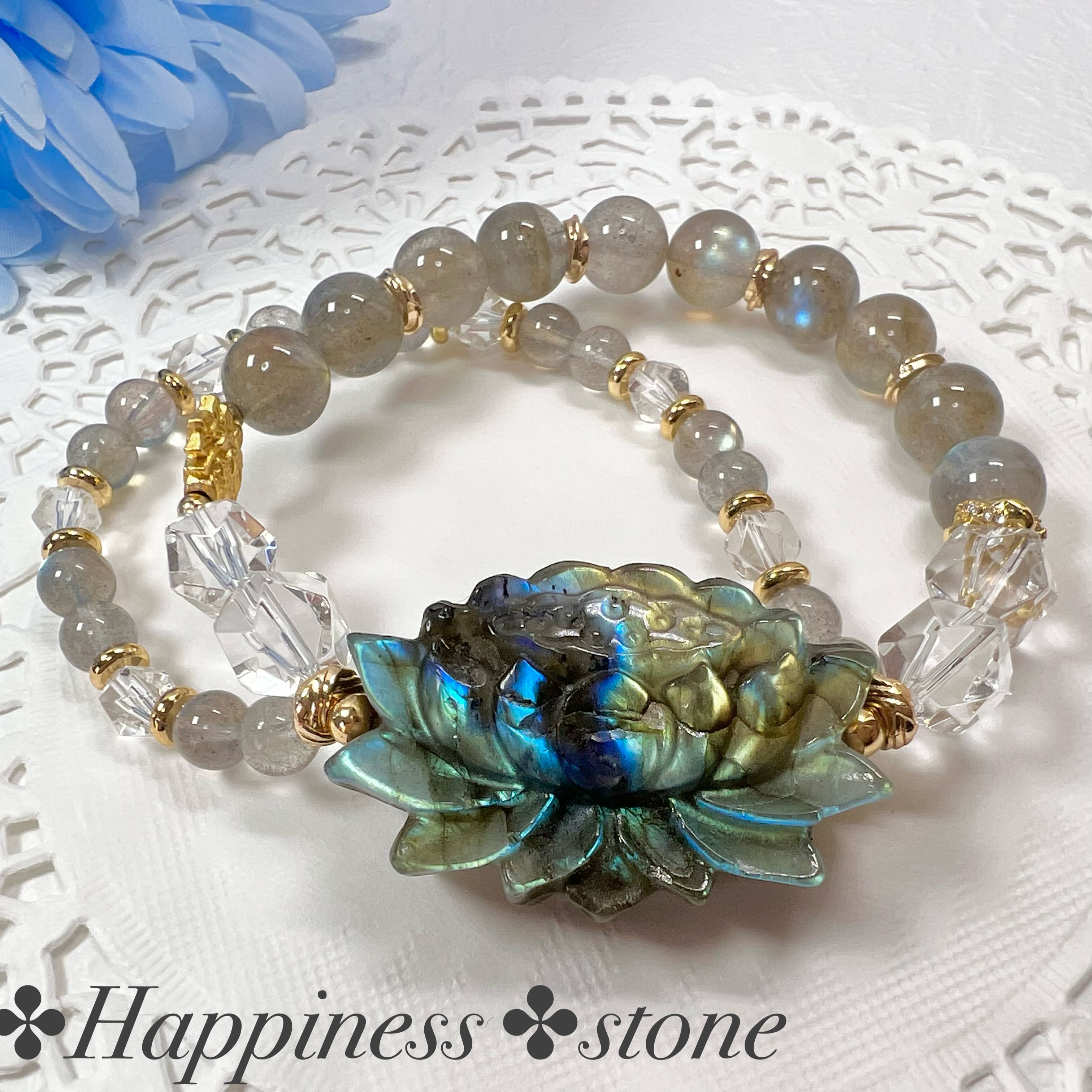 【ラブラドライト蓮ブレスレット❁¨̮】♥送料無料♥天然石 パワーストーン