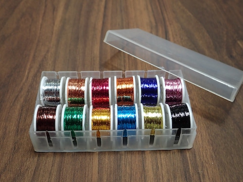 Flat Tinsel Box of 12 Small Spools Multi Colors プロタイヤーパック