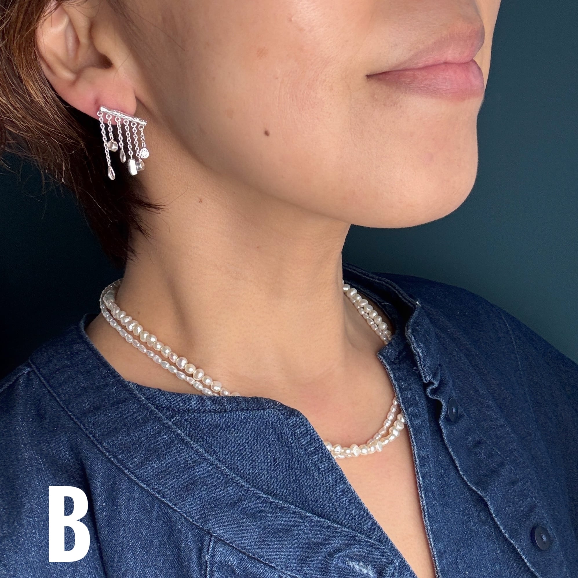 6ストーン 五月雨 スタッドピアス＋ 0.9cm スタッド パール の