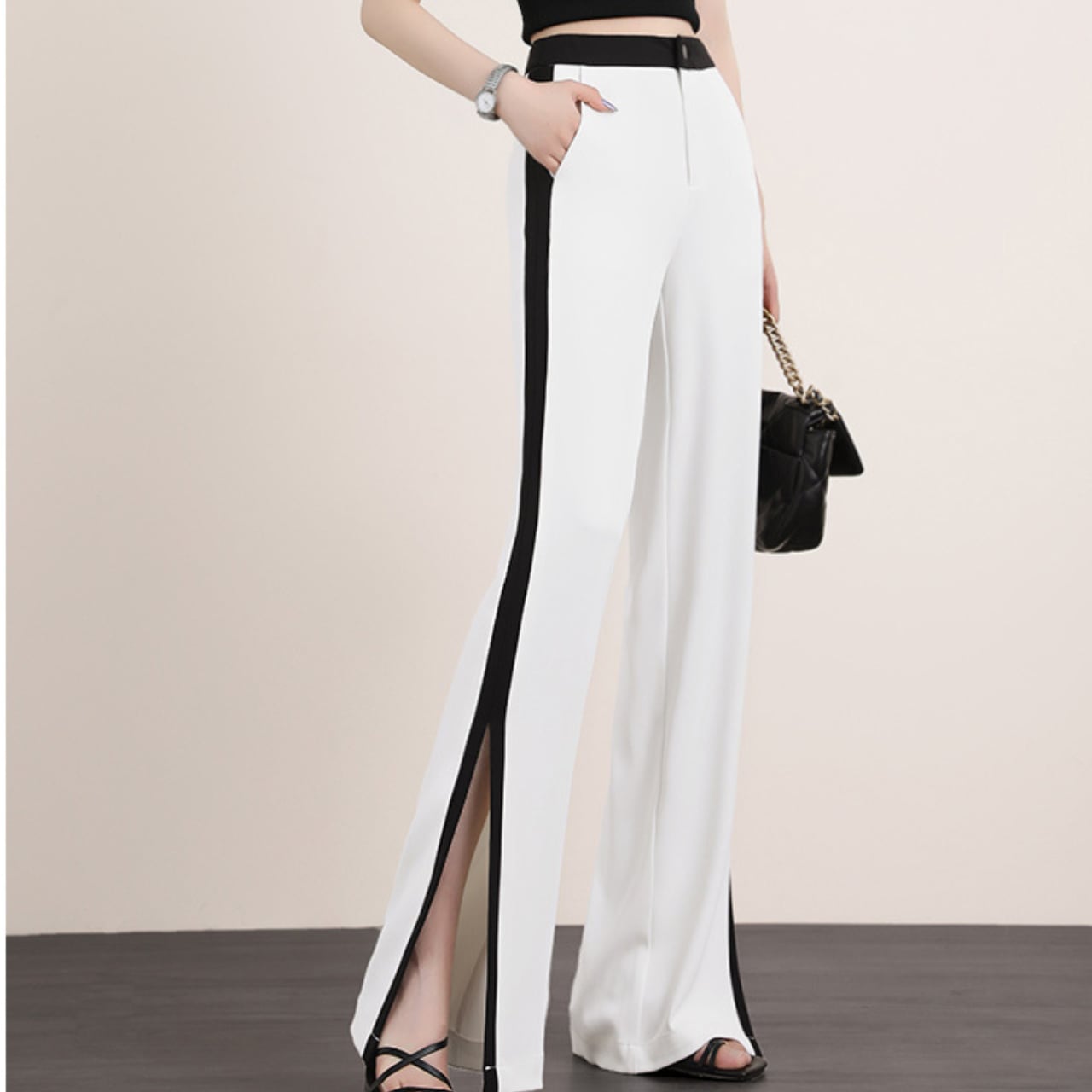 High-waisted Wide-leg Pants L00433