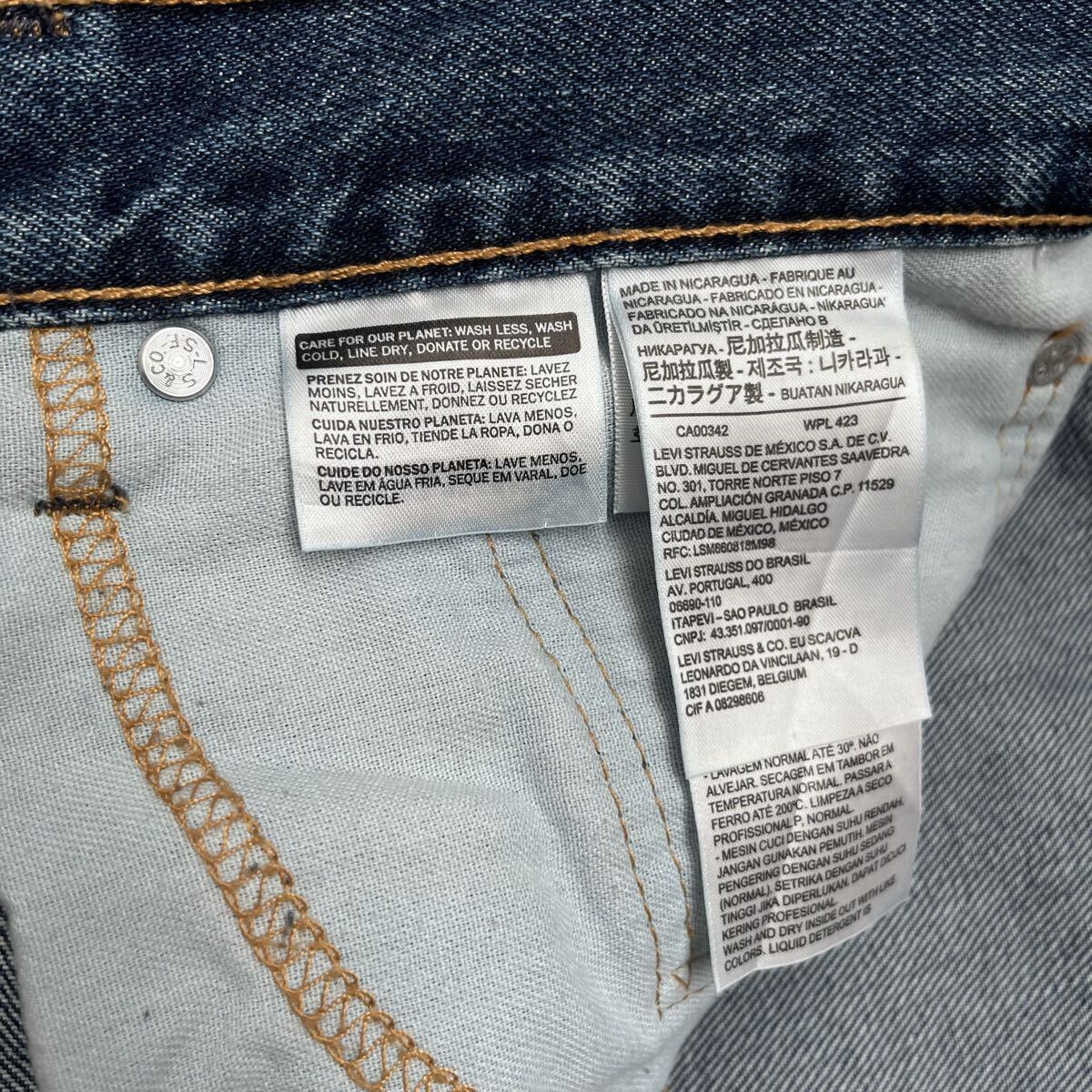 実寸35×27】Levi's 505 ペンキ飛び デニムパンツ 濃紺 ニカラグア製