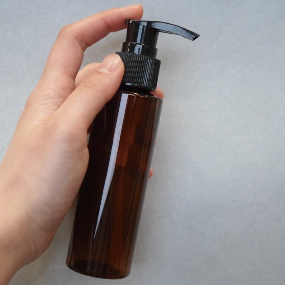 ロングノーズ ポンプ ボトル 】 100mL 1本 円柱 アンバー ブラウン