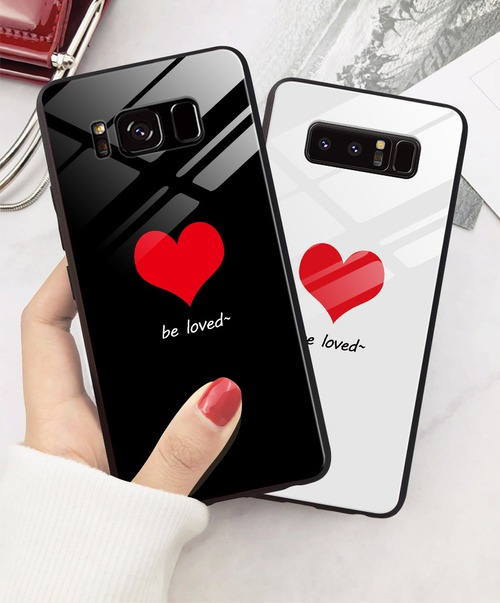 Galaxy S9/S9 Plus/Note8 ケース ハート 強化ガラス "Be Loved" 新作
