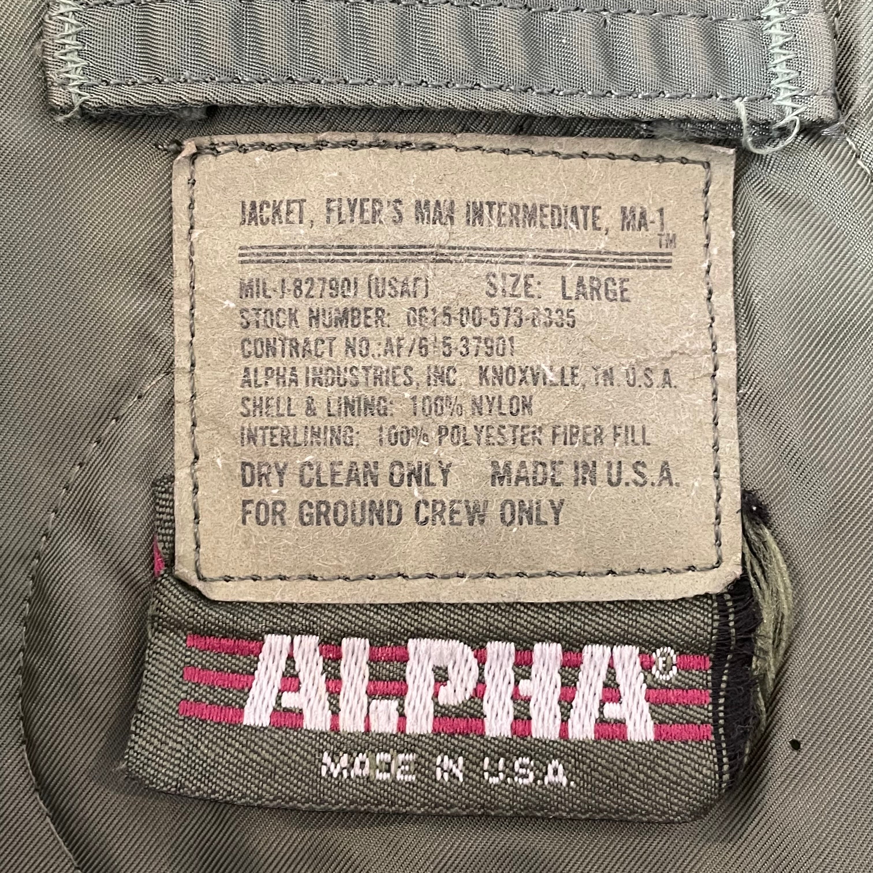 MA-1 ALPHA INDUSTRIES アルファインダストリー80s