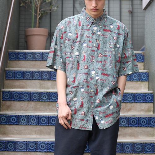 USA VINTAGE HALF SLEEVE GOLF PATTERNED SHIRT/アメリカ古着半袖ゴルフ柄シャツ