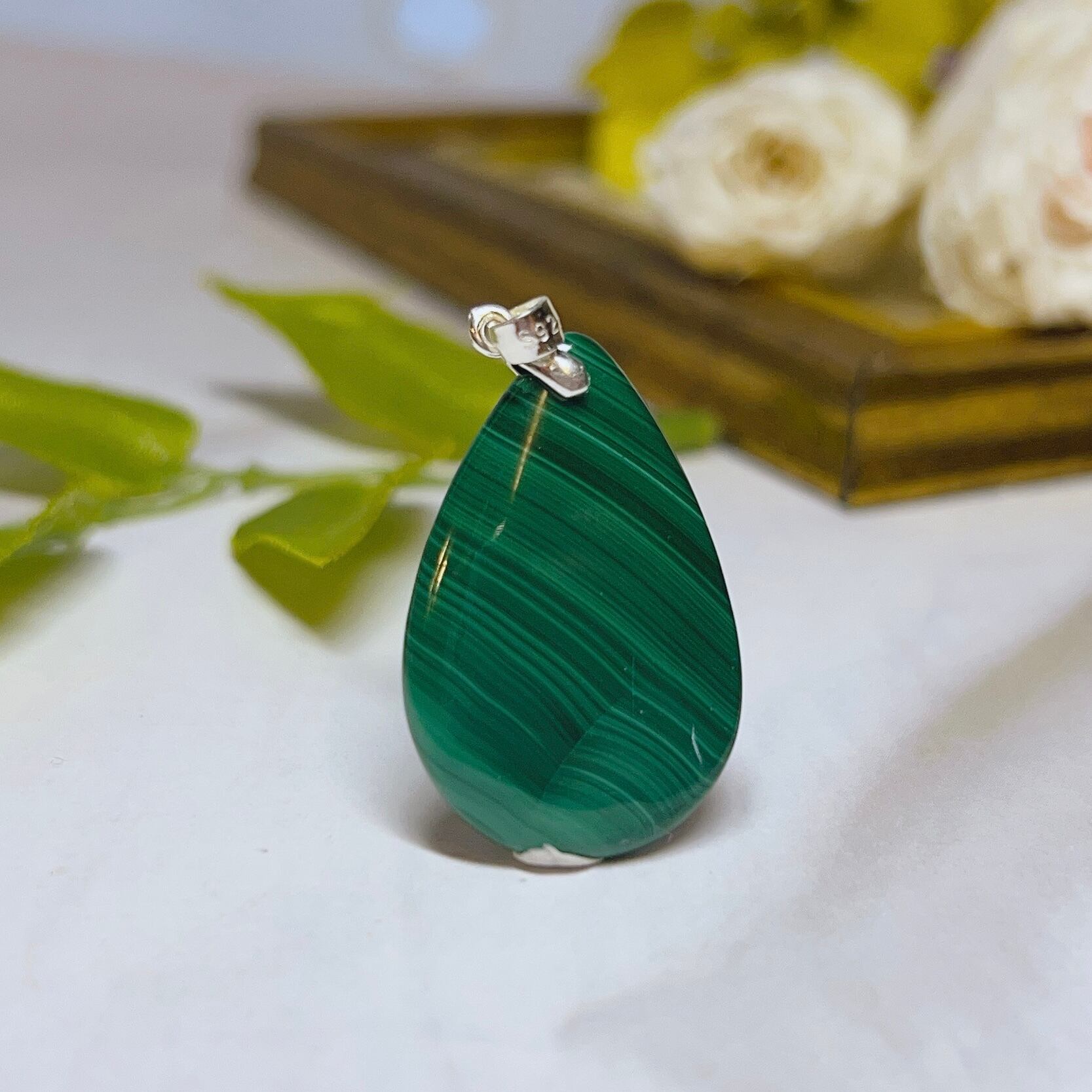 E6866】マラカイト＊孔雀石＊ペンダント＊Malachite＊Pendant＊天然石