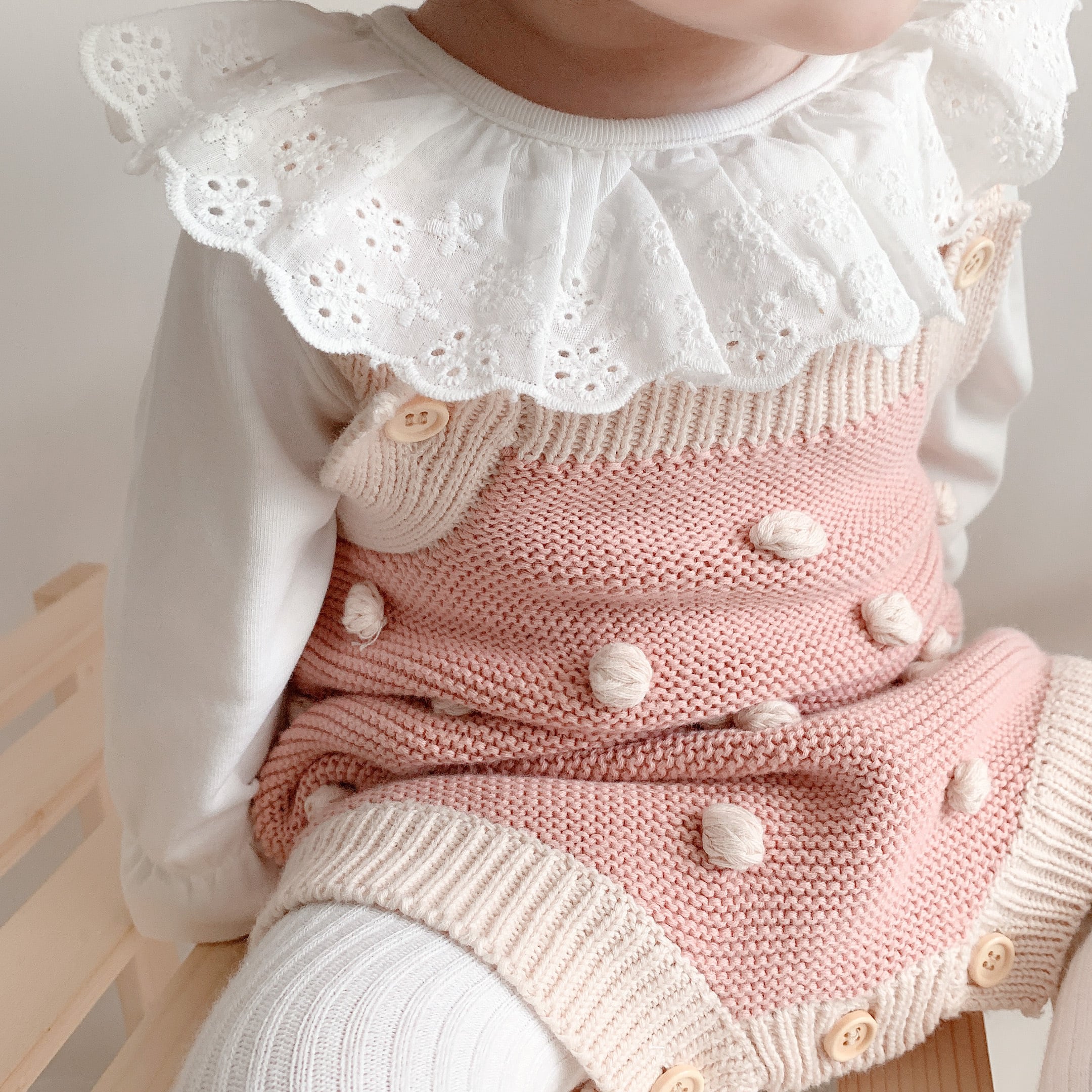 ins秋の赤ちゃん幼児子供手作りボールニットウールジャンプスーツ