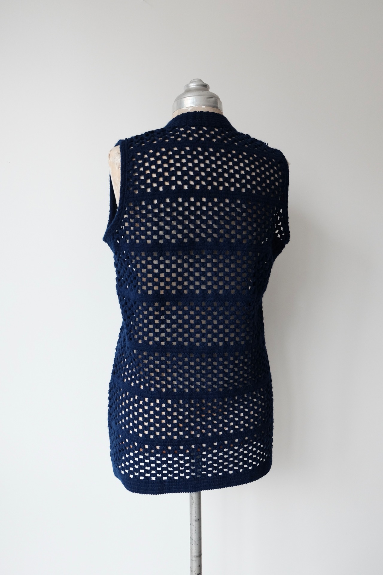 Navy blue crochet vest