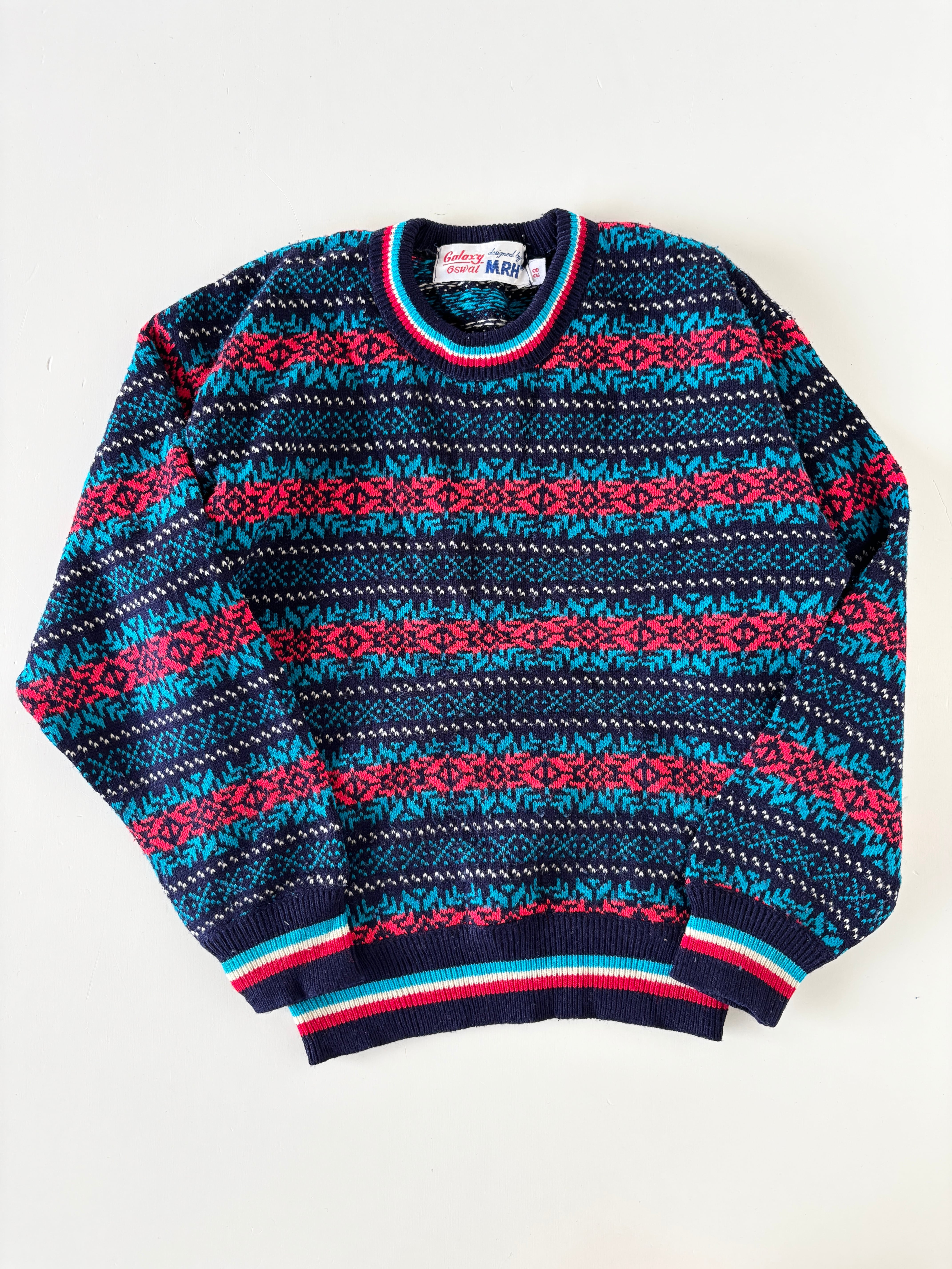 【6-7T相当・vintage】レトロ柄ニット