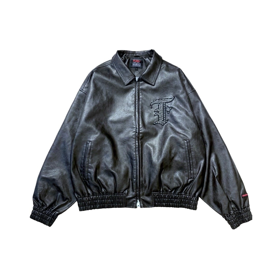 FUBU -Faux Leather Studs Patch Jacket- Black | Highflyer