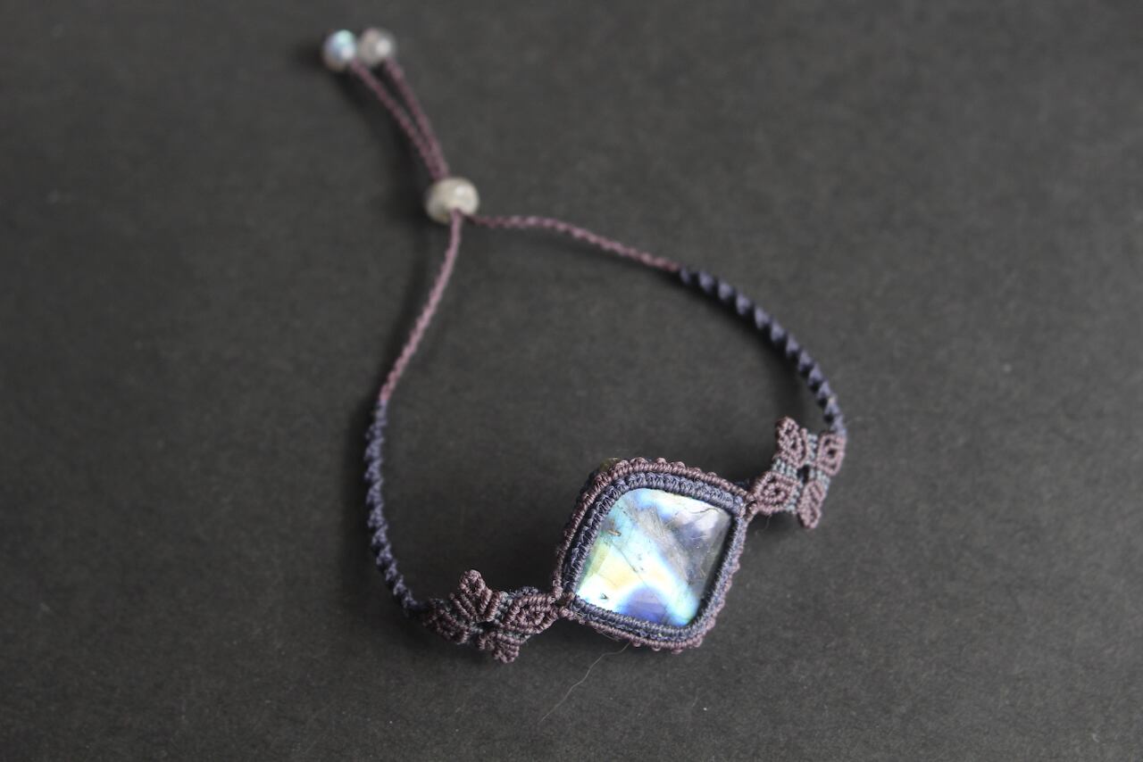 Multi color Labradorite micro macrame bracelet