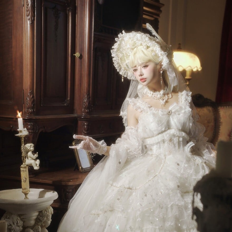 ロリィタドレス 花嫁衣裳 白無垢 ウエディング衣装 シフォン