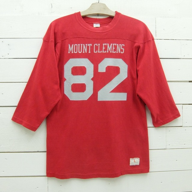 1970's Champion チャンピオン フットボールTシャツ MOUNT CLEMENS 82 ブルーバータグ ビンテージ メンズ Lサイズ made in usa